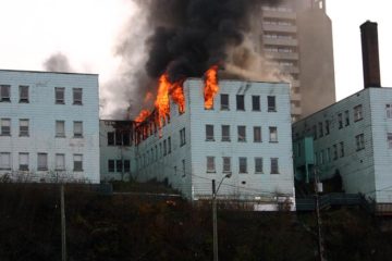 Business Building on fire